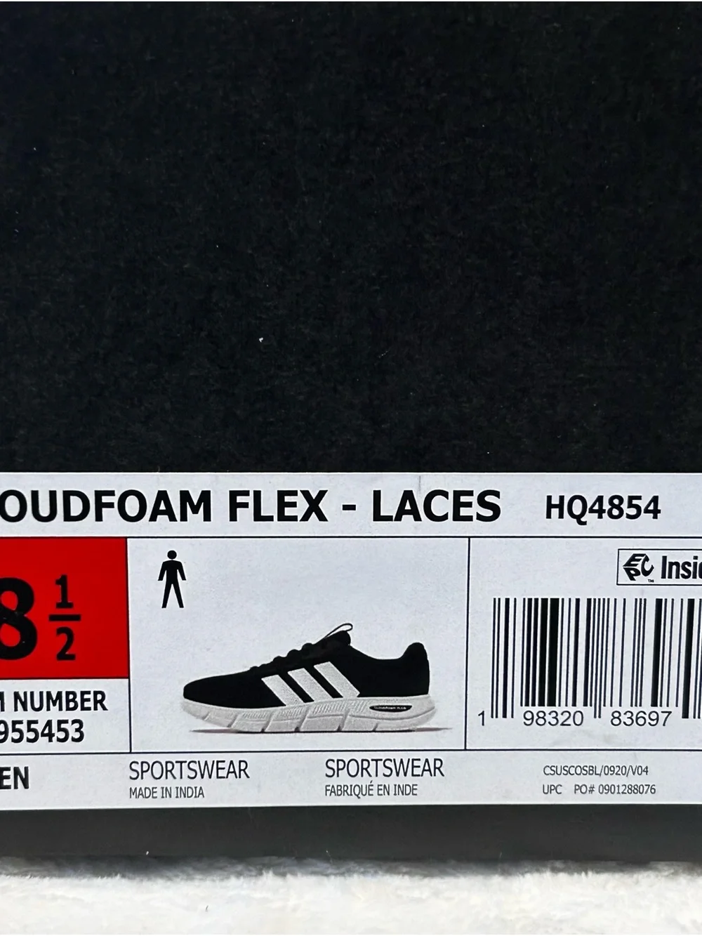 adidas Black and White Men's Cloudfoam Flex Sneakers